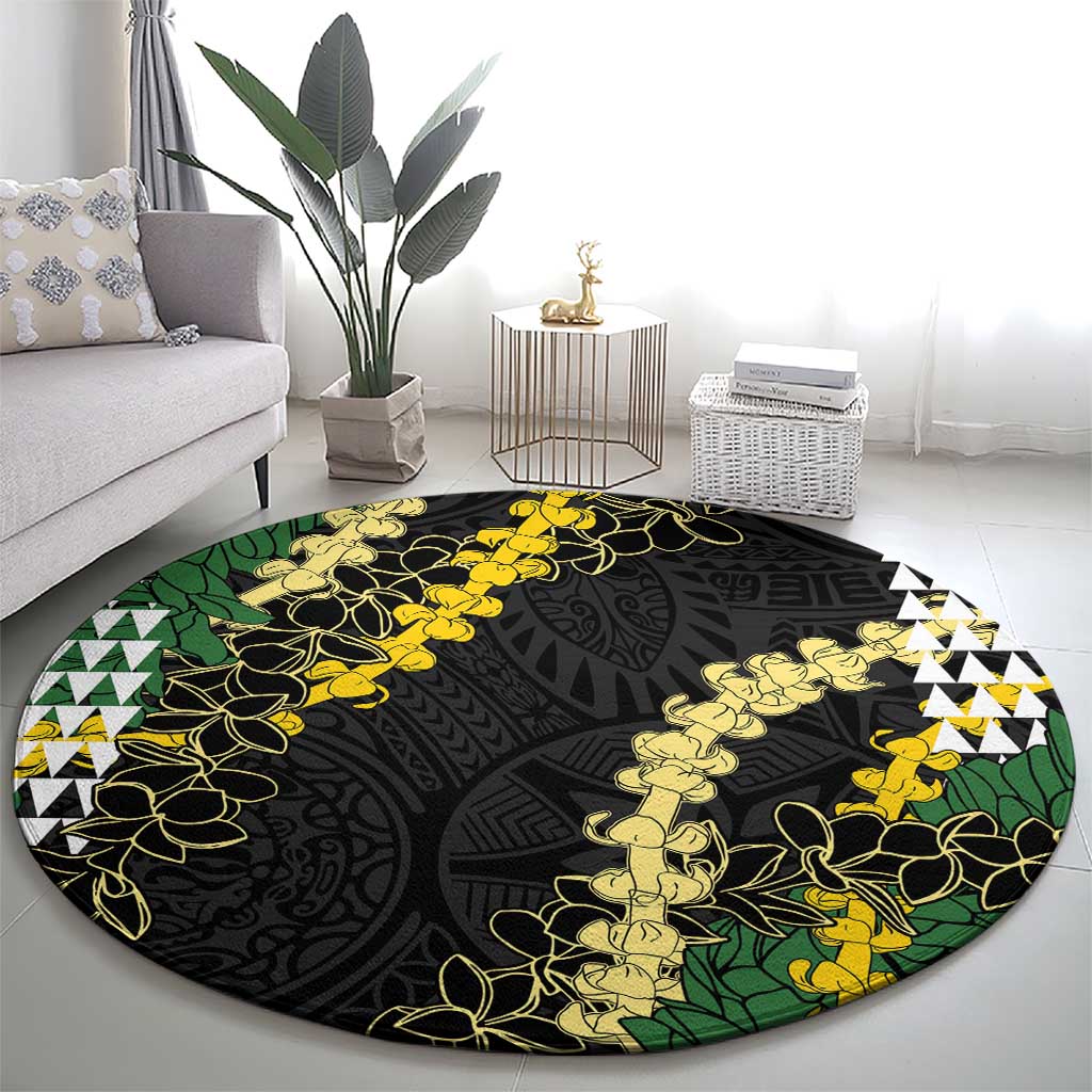 Hawaii Aloha Kakau Round Carpet Puakenikeni and Maile Lei Twist LT7 - Polynesian Pride