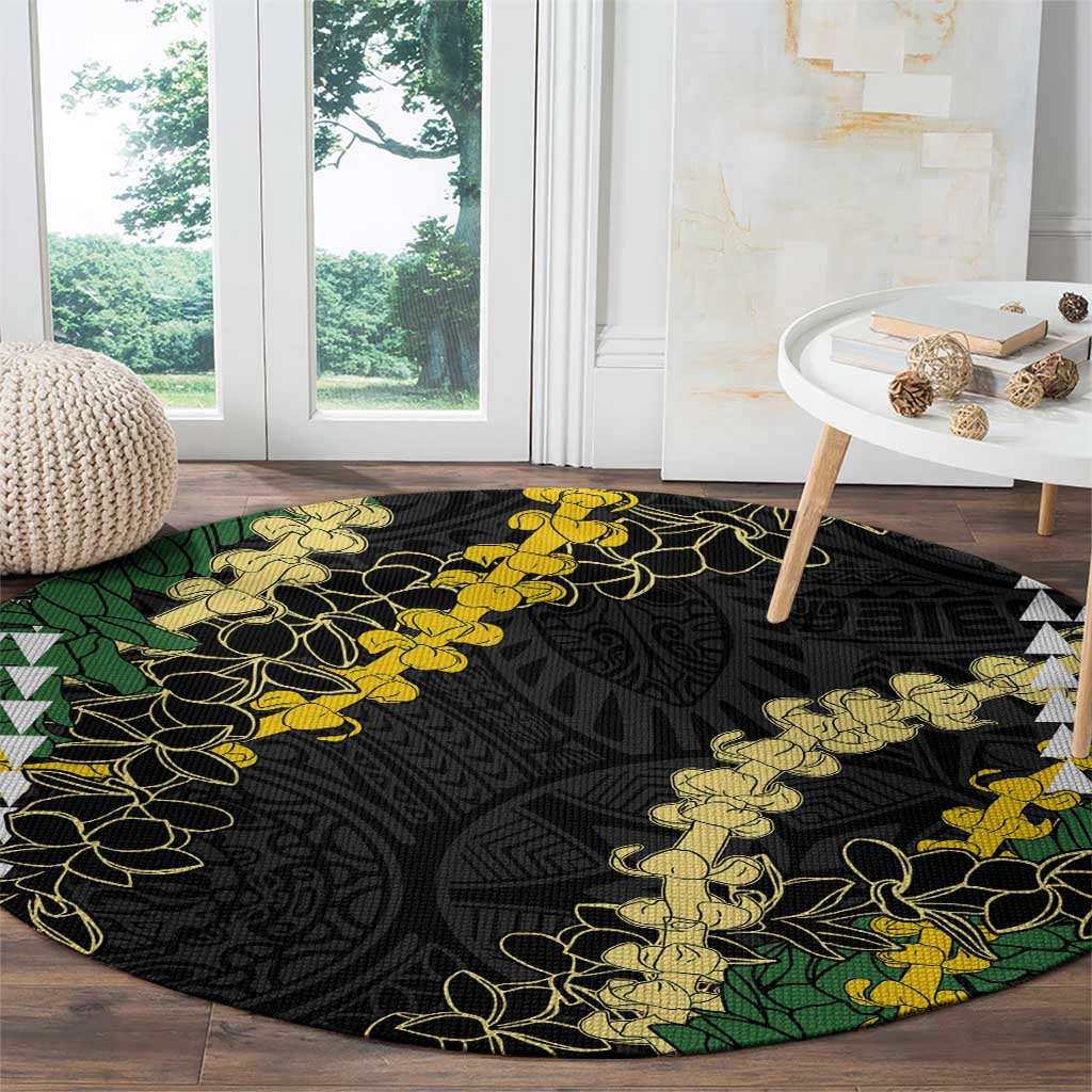 Hawaii Aloha Kakau Round Carpet Puakenikeni and Maile Lei Twist LT7 - Polynesian Pride
