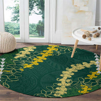 Hawaii Aloha Kakau Round Carpet Green Puakenikeni and Maile Lei Twist LT7 - Polynesian Pride