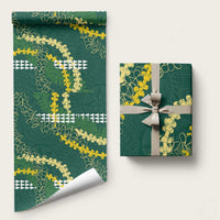 Hawaii Aloha Kakau Wrapping Paper Green Puakenikeni and Maile Lei Twist