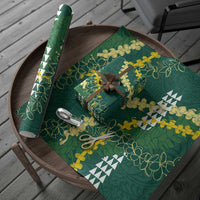 Hawaii Aloha Kakau Wrapping Paper Green Puakenikeni and Maile Lei Twist