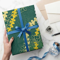 Hawaii Aloha Kakau Wrapping Paper Green Puakenikeni and Maile Lei Twist