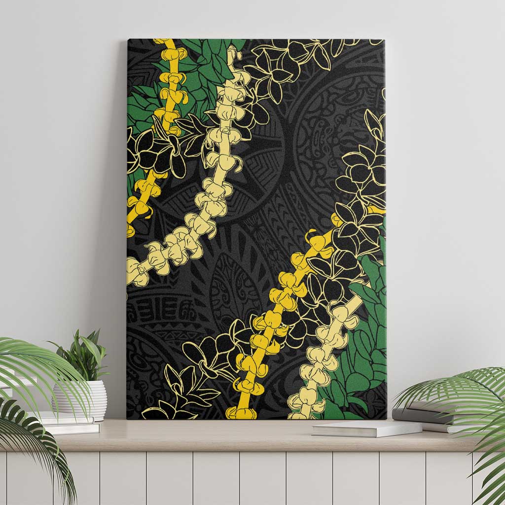 Hawaii Puakenikeni - Maile Lei Canvas Wall Art Obsidian Black