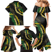 Hawaii Puakenikeni - Maile Lei Family Matching Mermaid Dress and Hawaiian Shirt Obsidian Black