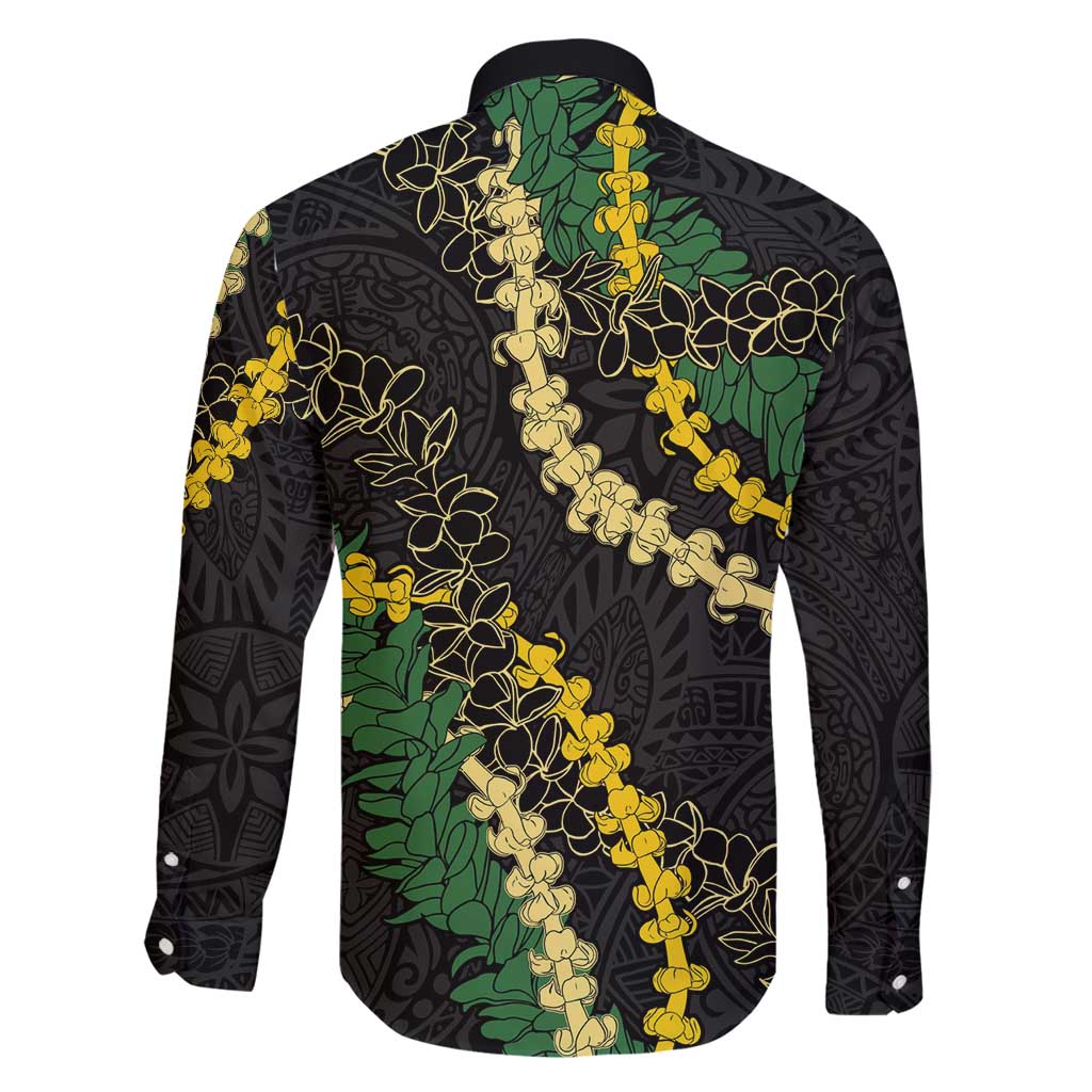 Hawaii Puakenikeni - Maile Lei Family Matching Off Shoulder Maxi Dress and Hawaiian Shirt Obsidian Black