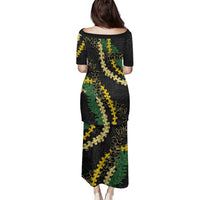 Hawaii Puakenikeni - Maile Lei Family Matching Puletasi and Hawaiian Shirt Obsidian Black