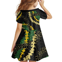 Hawaii Puakenikeni - Maile Lei Family Matching Short Sleeve Bodycon Dress and Hawaiian Shirt Obsidian Black