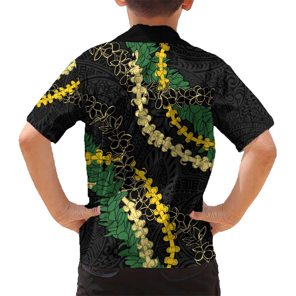 Hawaii Puakenikeni - Maile Lei Kid Hawaiian Shirt Obsidian Black