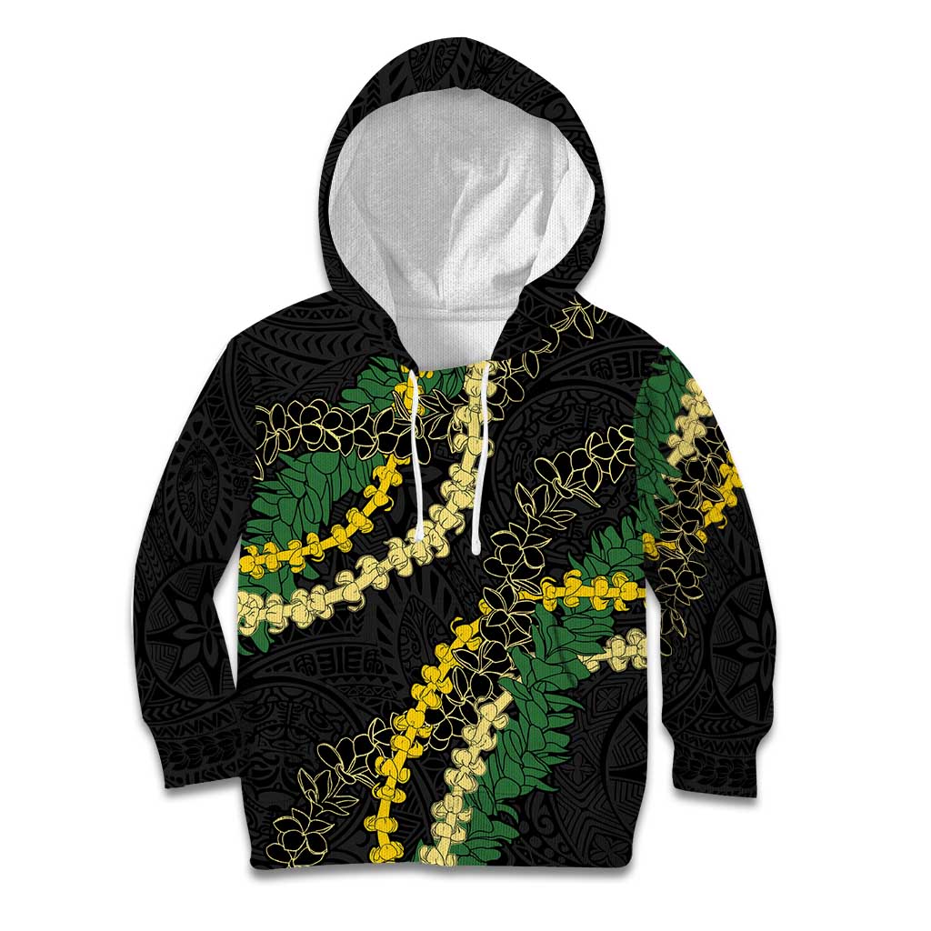 Hawaii Puakenikeni - Maile Lei Kid Hoodie Obsidian Black LT7 Hoodie Black - Polynesian Pride