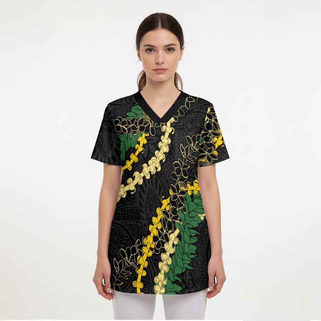 Hawaii Puakenikeni - Maile Lei Scrub Top Obsidian Black - Polynesian Pride