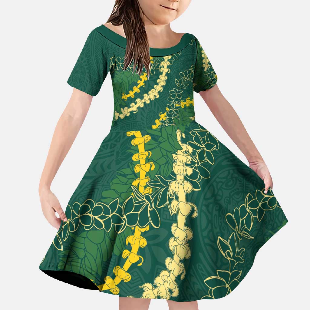 Hawaii Puakenikeni - Maile Lei Family Matching Mermaid Dress and Hawaiian Shirt Sage Green