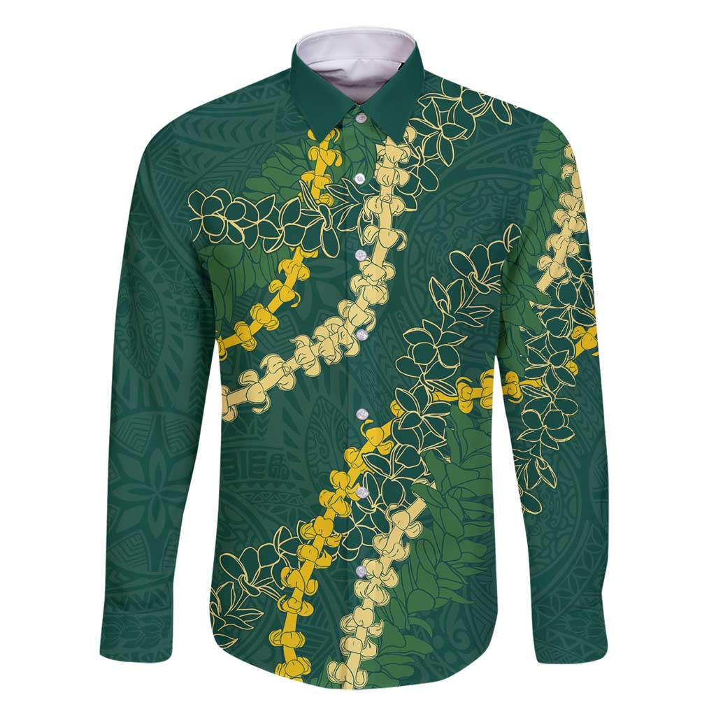 Hawaii Puakenikeni - Maile Lei Family Matching Mermaid Dress and Hawaiian Shirt Sage Green