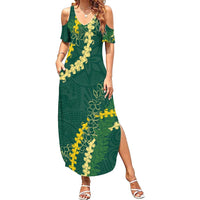 Hawaii Puakenikeni - Maile Lei Family Matching Summer Maxi Dress and Hawaiian Shirt Sage Green