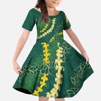 Hawaii Puakenikeni - Maile Lei Family Matching Tank Maxi Dress and Hawaiian Shirt Sage Green