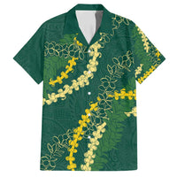 Hawaii Puakenikeni - Maile Lei Family Matching Tank Maxi Dress and Hawaiian Shirt Sage Green