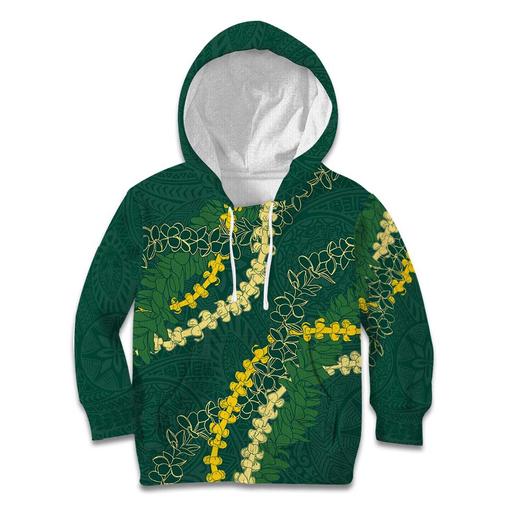 Hawaii Puakenikeni - Maile Lei Kid Hoodie Sage Green LT7 Hoodie Sage Green - Polynesian Pride