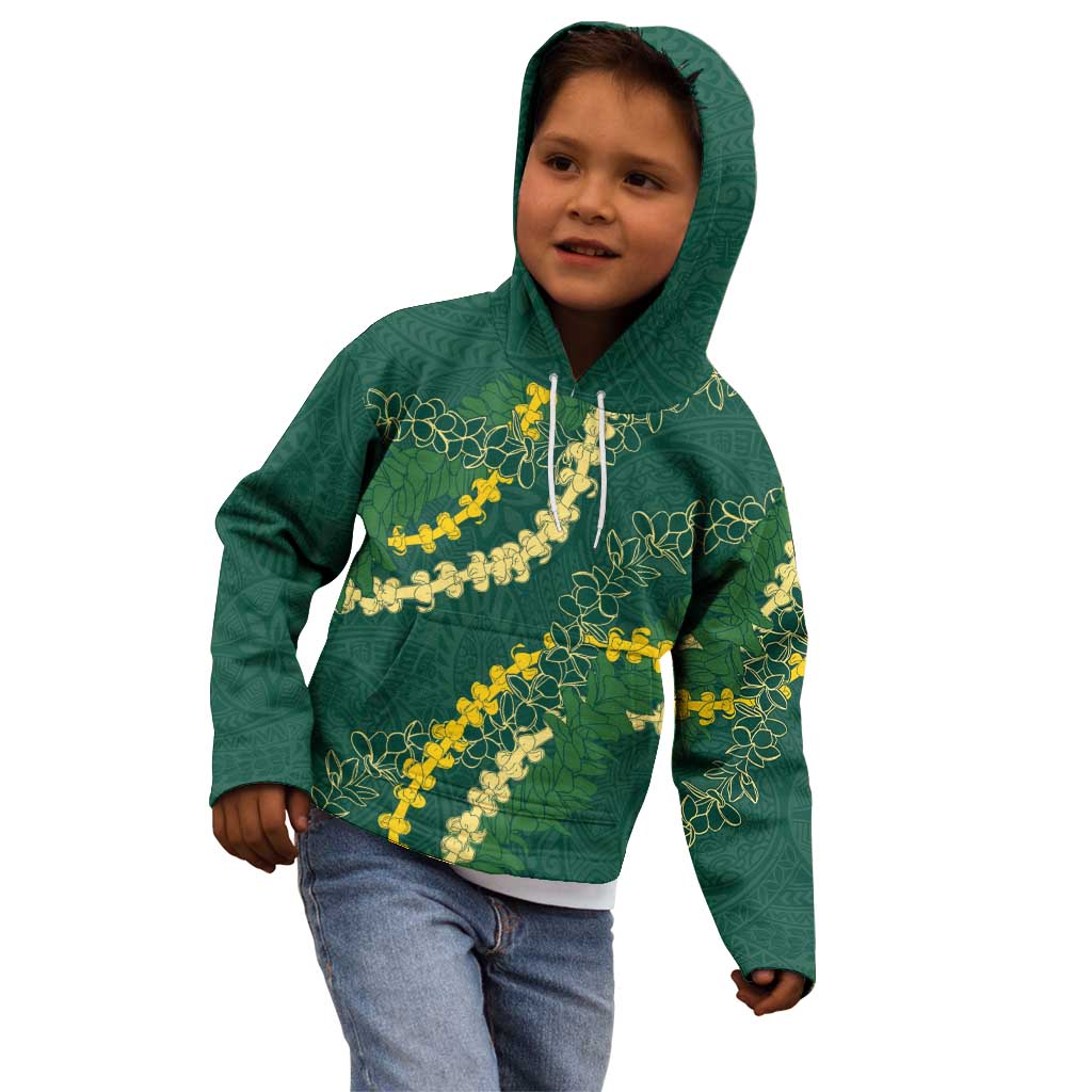 Hawaii Puakenikeni - Maile Lei Kid Hoodie Sage Green LT7 - Polynesian Pride