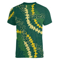 Hawaii Puakenikeni - Maile Lei Women V-Neck T-Shirt Sage Green LT7 - Polynesian Pride