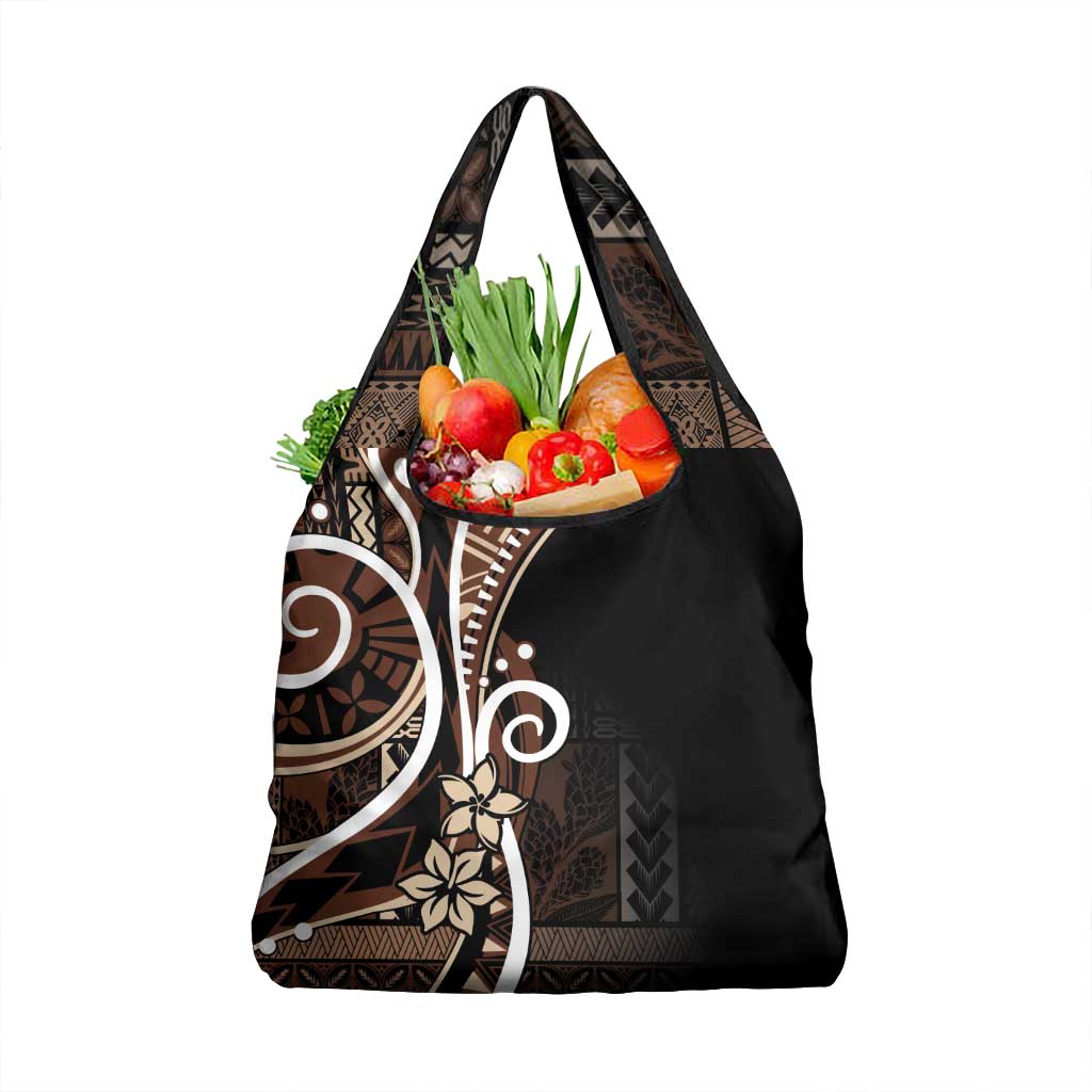 Samoa Siapo Classic Motif Grocery Bag Manuia le tuto’atasi o Samoa Independence Black Style