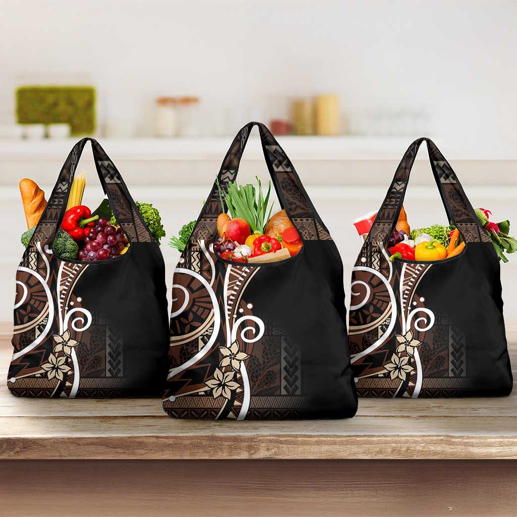 Samoa Siapo Classic Motif Grocery Bag Manuia le tuto’atasi o Samoa Independence Black Style
