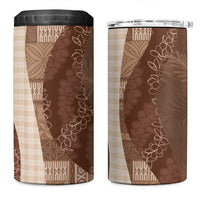 Polynesian Tribal Pattern Patchwork Picturesque 4 in 1 Can Cooler Tumbler Mocha