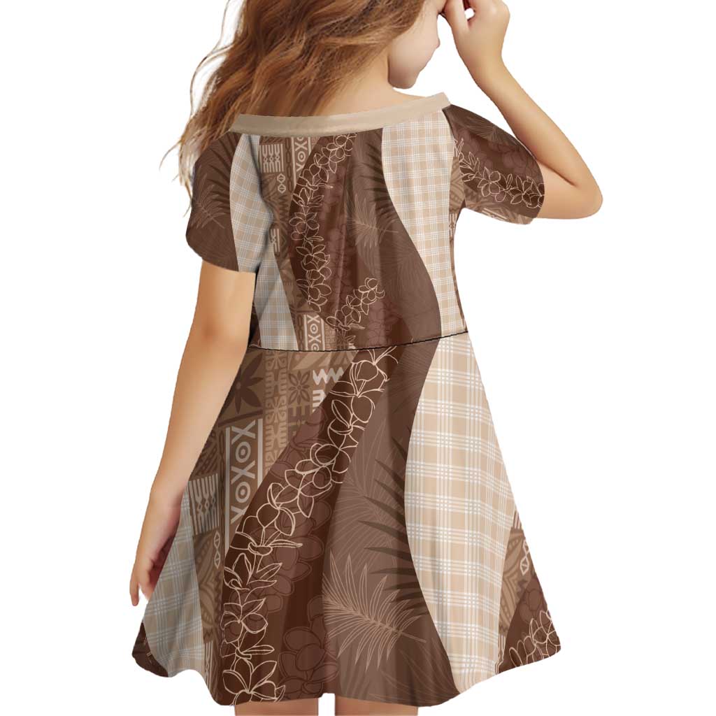 Polynesian Tribal Pattern Patchwork Picturesque Family Matching Mermaid Dress and Hawaiian Shirt Mocha