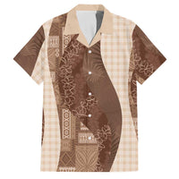 Polynesian Tribal Pattern Patchwork Picturesque Family Matching Mermaid Dress and Hawaiian Shirt Mocha