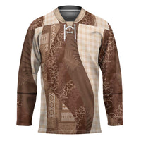 Polynesian Tribal Pattern Patchwork Picturesque Hockey Jersey Mocha
