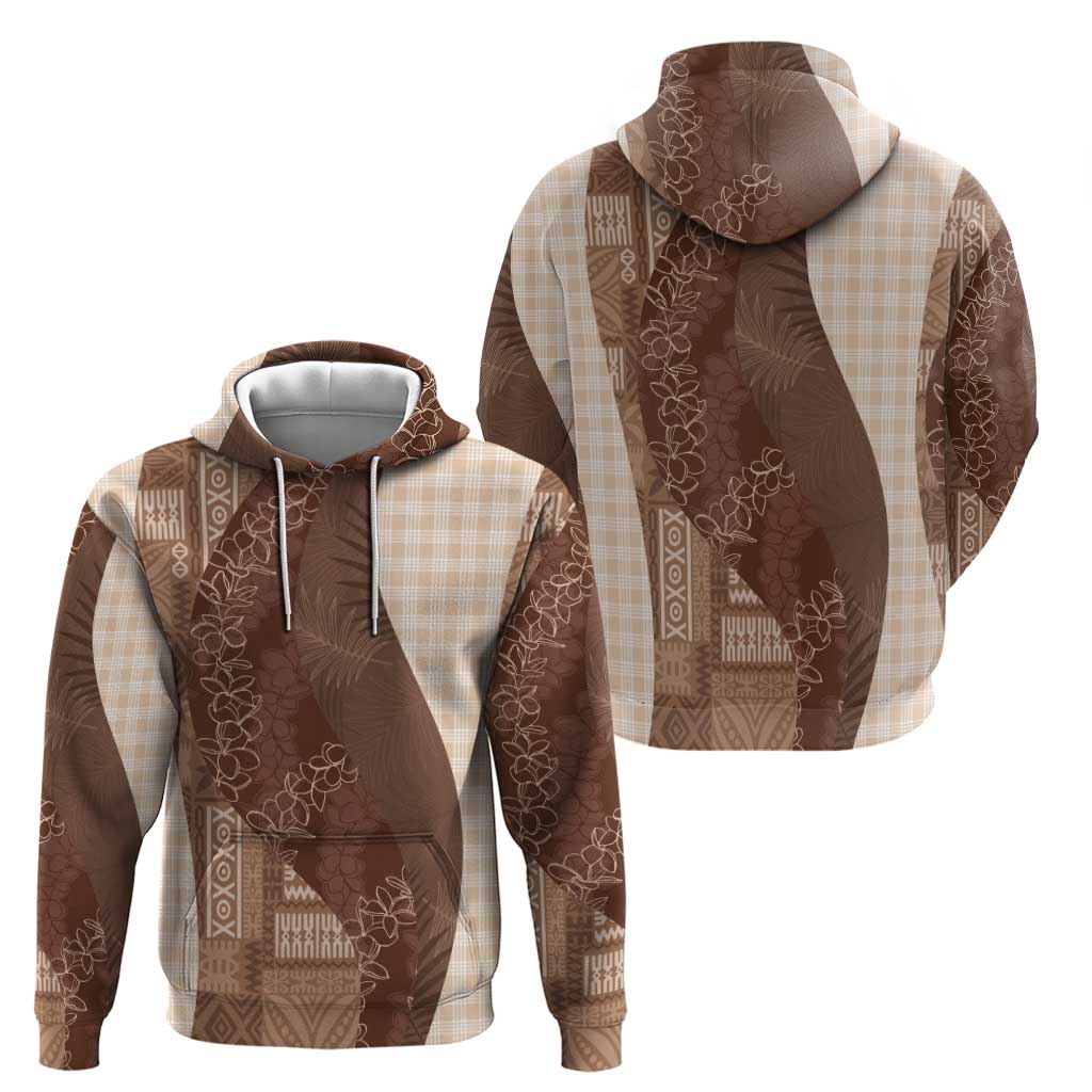 Polynesian Tribal Pattern Patchwork Picturesque Hoodie Mocha