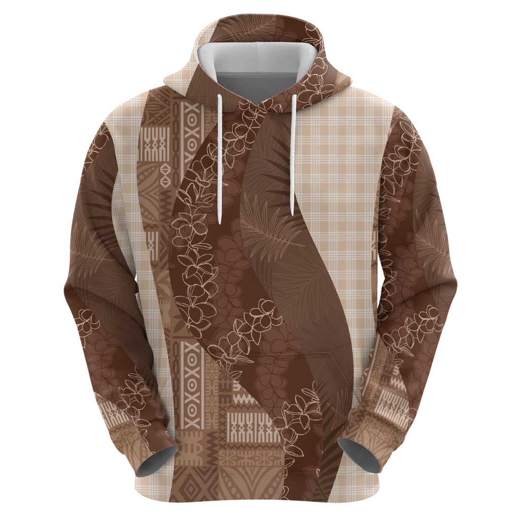 Polynesian Tribal Pattern Patchwork Picturesque Hoodie Mocha