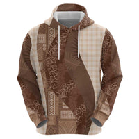 Polynesian Tribal Pattern Patchwork Picturesque Hoodie Mocha