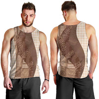 Polynesian Tribal Pattern Patchwork Picturesque Men Tank Top Mocha