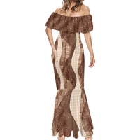Polynesian Tribal Pattern Patchwork Picturesque Mermaid Dress Mocha LT7 - Polynesian Pride