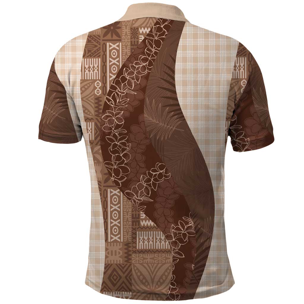Polynesian Tribal Pattern Patchwork Picturesque Polo Shirt Mocha