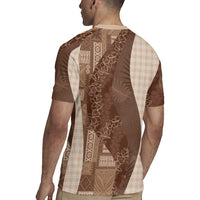 Polynesian Tribal Pattern Patchwork Picturesque Rugby Jersey Mocha