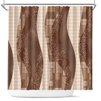 Polynesian Tribal Pattern Patchwork Picturesque Shower Curtain Mocha