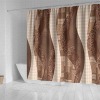 Polynesian Tribal Pattern Patchwork Picturesque Shower Curtain Mocha