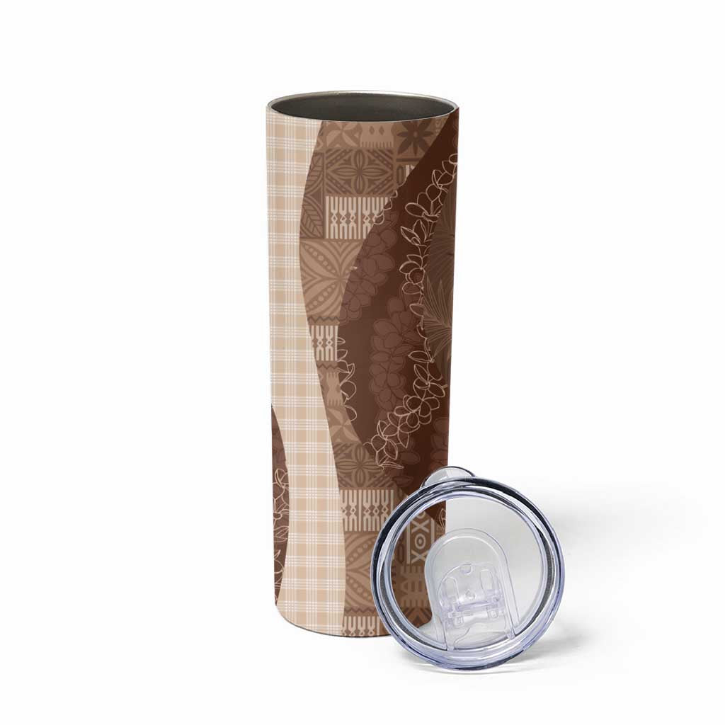 Polynesian Tribal Pattern Patchwork Picturesque Skinny Tumbler Mocha
