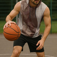 Polynesian Tribal Pattern Patchwork Picturesque Sleeveless Hoodie Mocha