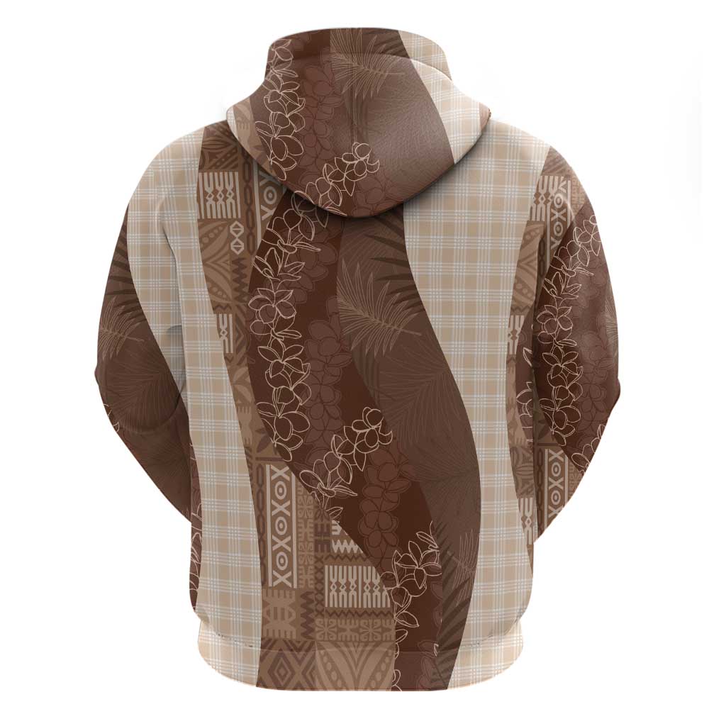 Polynesian Tribal Pattern Patchwork Picturesque Zip Hoodie Mocha