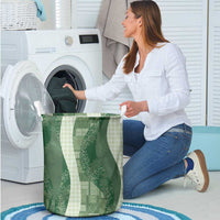 Polynesian Tribal Pattern Patchwork Picturesque Laundry Basket Sage Green