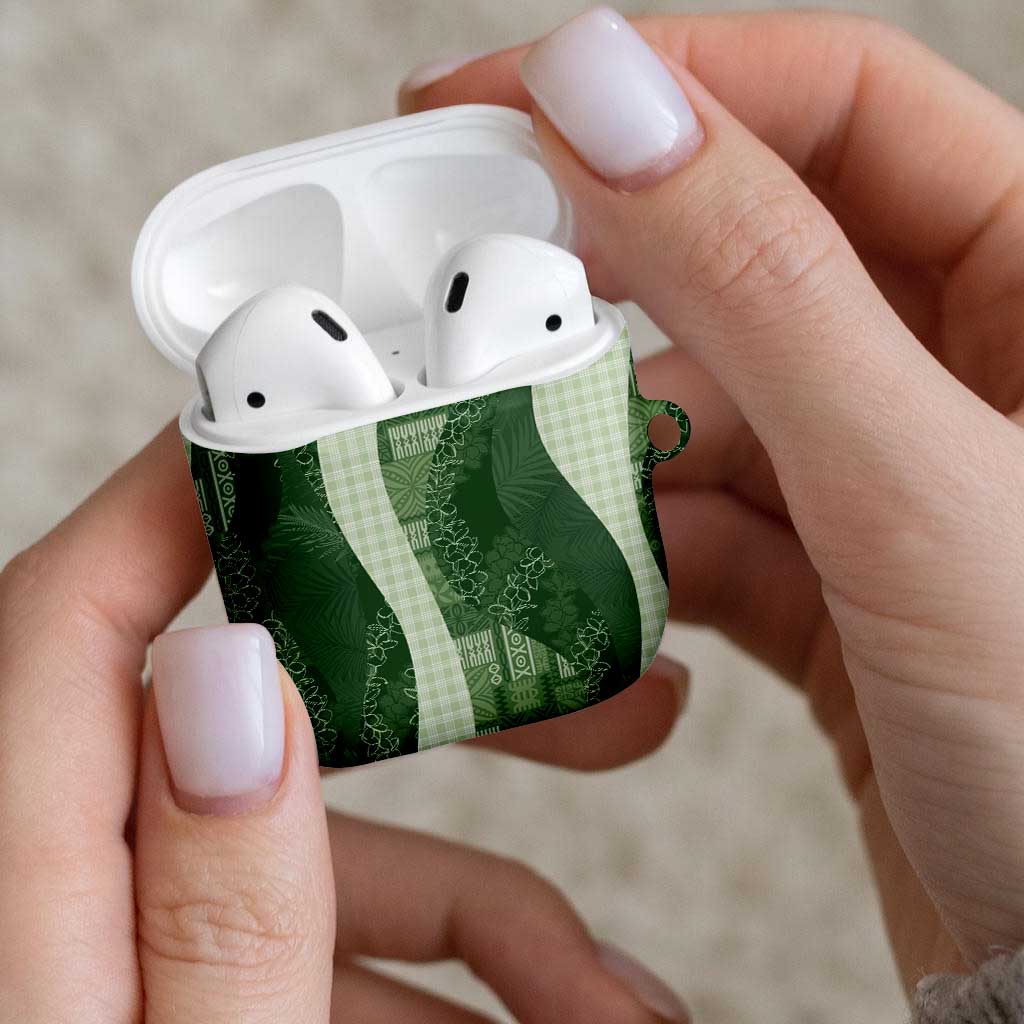 Polynesian Tribal Pattern Patchwork Picturesque AirPods Case Sage Green