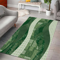 Polynesian Tribal Pattern Patchwork Picturesque Area Rug Sage Green