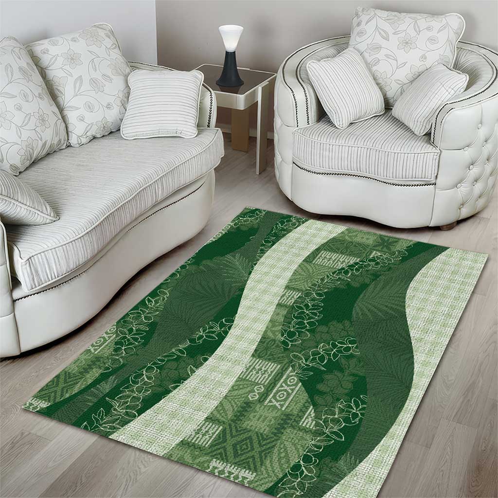 Polynesian Tribal Pattern Patchwork Picturesque Area Rug Sage Green