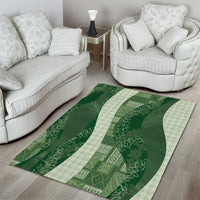 Polynesian Tribal Pattern Patchwork Picturesque Area Rug Sage Green