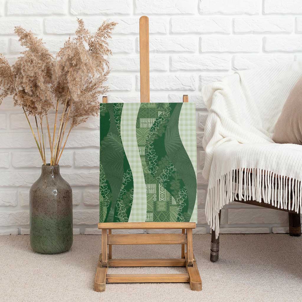Polynesian Tribal Pattern Patchwork Picturesque Canvas Wall Art Sage Green