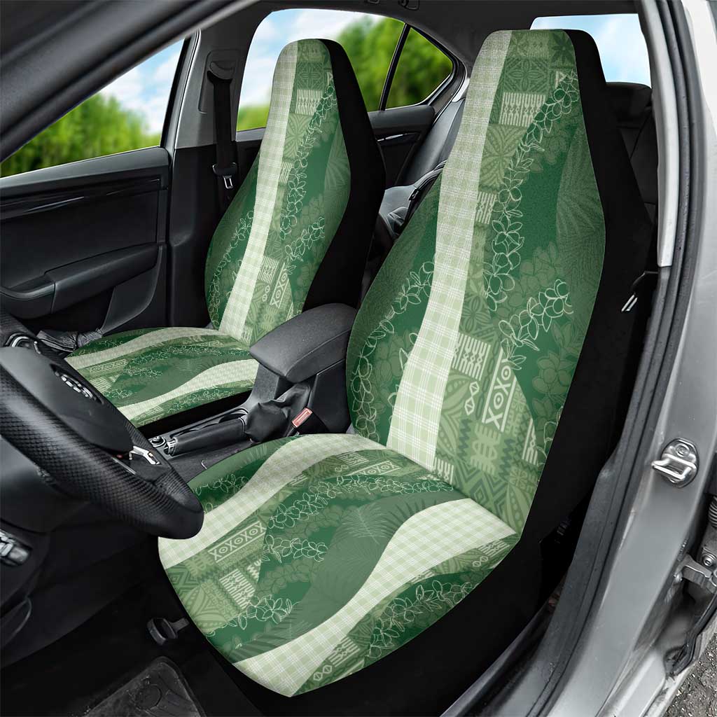 Polynesian Tribal Pattern Patchwork Picturesque Car Seat Cover Sage Green