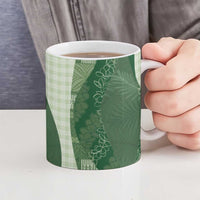 Polynesian Tribal Pattern Patchwork Picturesque Ceramic Mug Sage Green