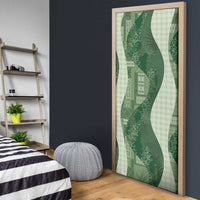 Polynesian Tribal Pattern Patchwork Picturesque Door Cover Sage Green