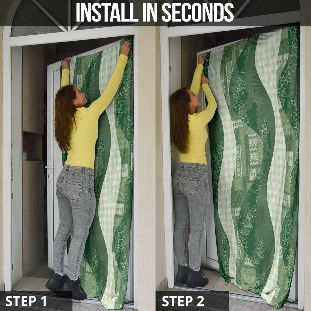 Polynesian Tribal Pattern Patchwork Picturesque Door Cover Sage Green